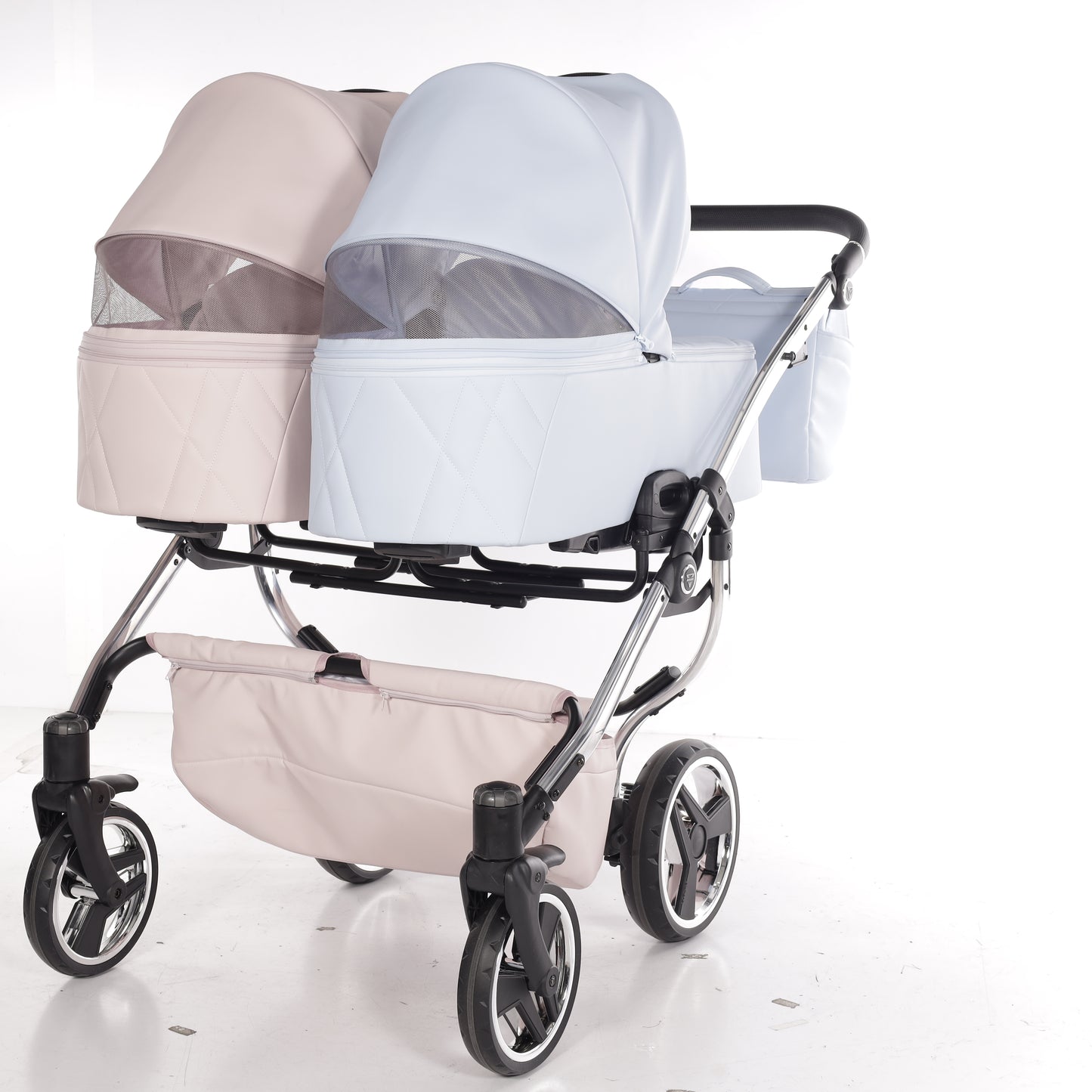 Zwillings-/Geschwisterwagen JUNAMA DUO V3 - ECO PINK/BLAU