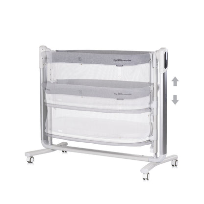 ELEKTRISCHES BEISTELLBETT/BABYWIEGE MIT ABKLAPPBARER SEITE „ULTIMA“ GREY