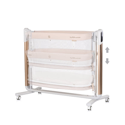 ELEKTRISCHES BEISTELLBETT / WIEGE MIT ABSENKBARER SEITE „ULTIMA“ – BEIGE