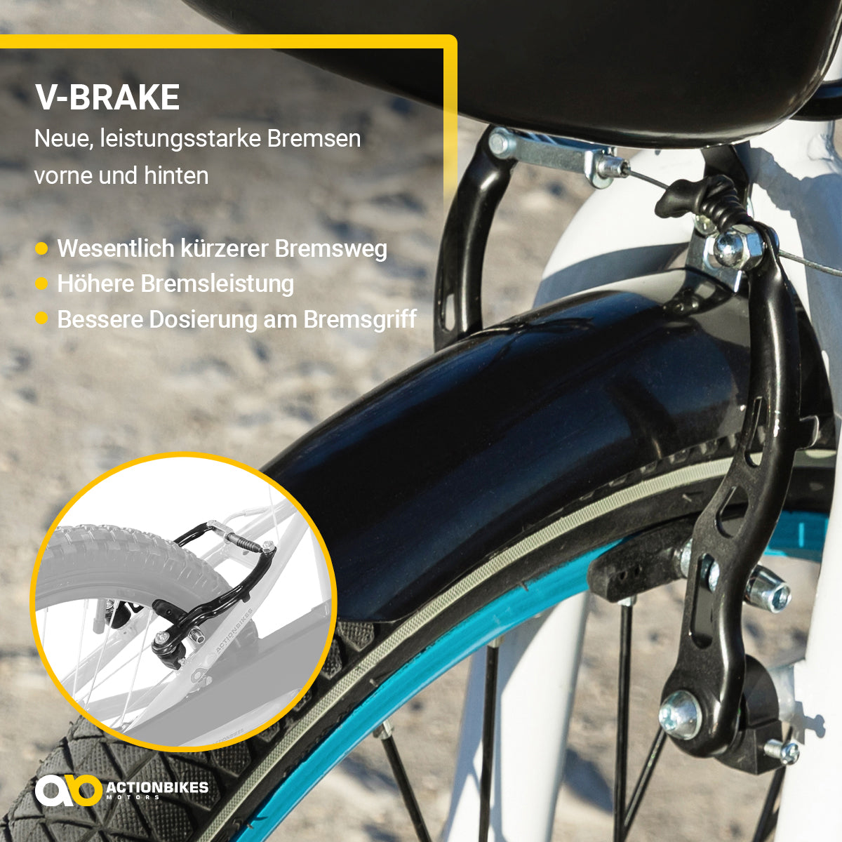 Kinderfahrrad Donaldo 20 Zoll, V-Brake-Bremsen, höhenverstellbar, Seitenständer, Korb