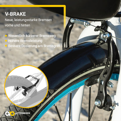 Kinderfahrrad Donaldo 20 Zoll, V-Brake-Bremsen, höhenverstellbar, Seitenständer, Korb