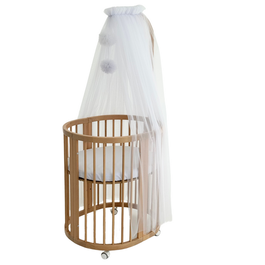 Baldachin mit Pompons, weiß