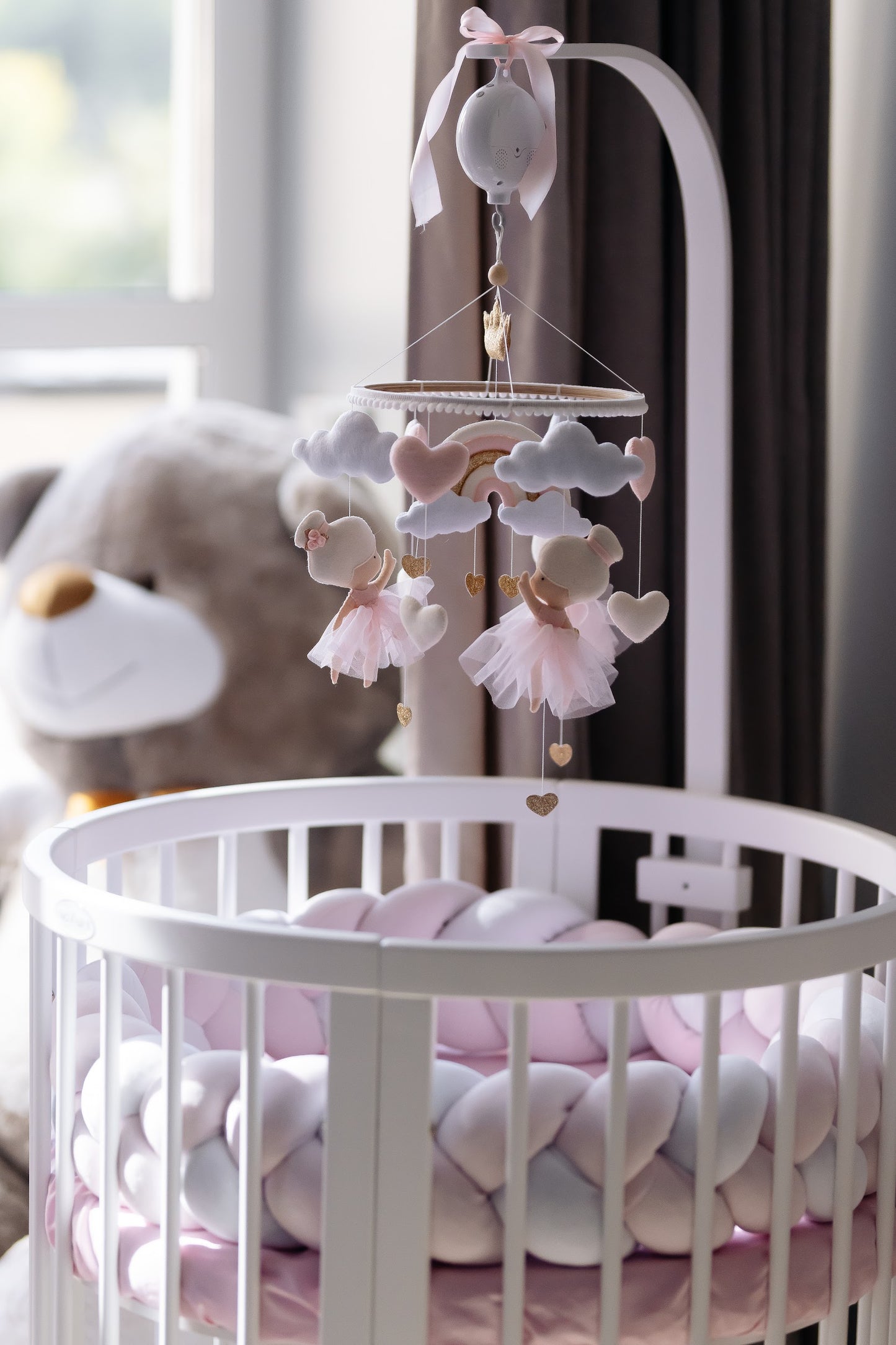 Baldachin und Spielzeughalter aus Holz, Farbe: Elfenbein