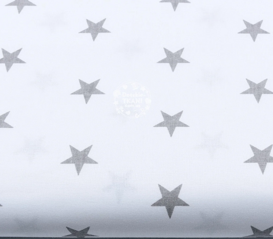 Baumwolllaken, graue Sterne auf weißem Grund