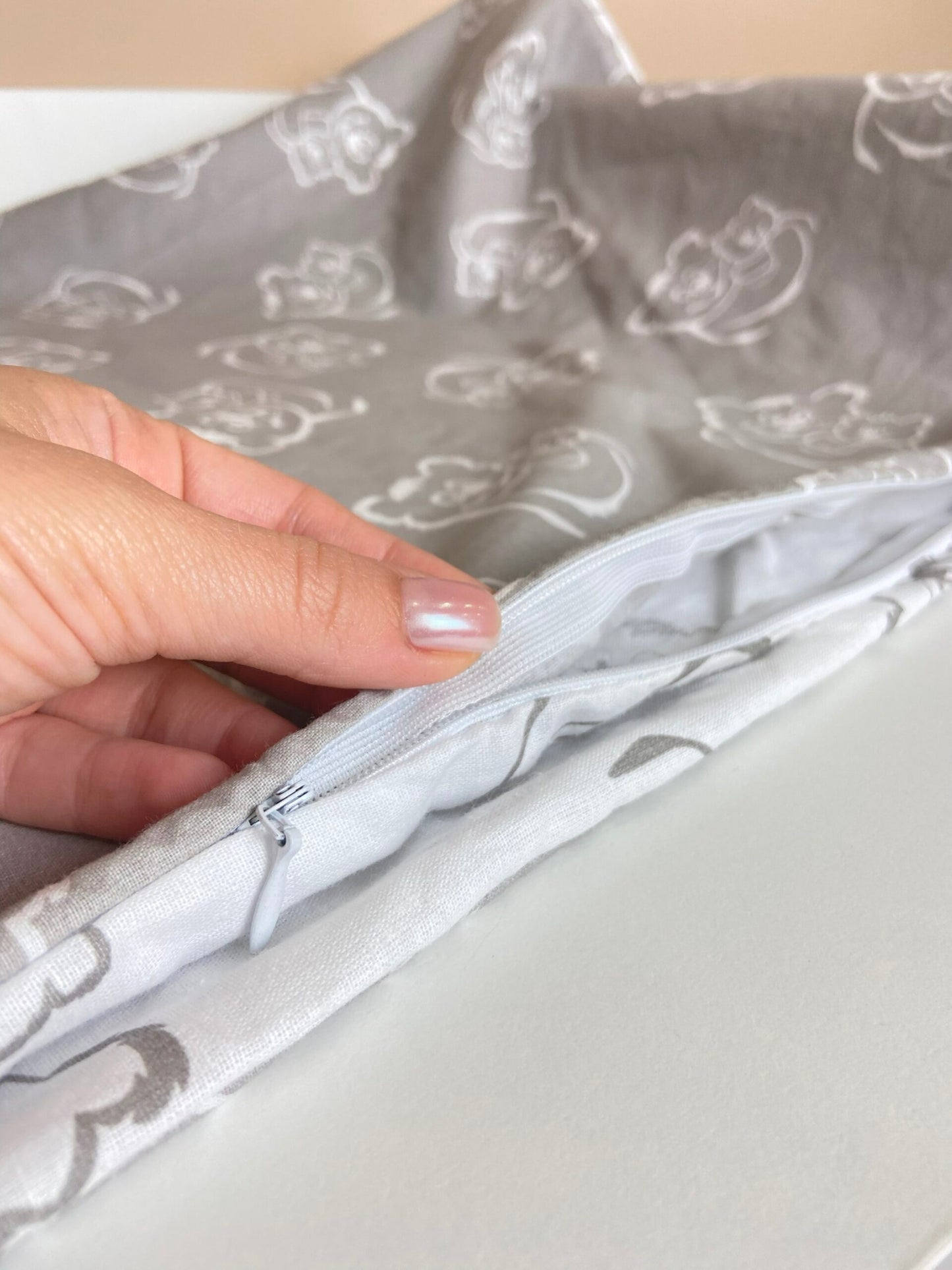 Bettbezug mit verdecktem Reißverschluss aus Baumwolle