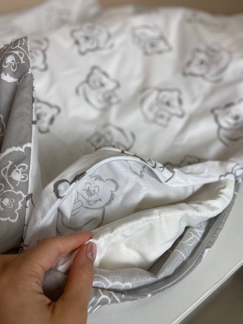 Bettbezug mit verdecktem Reißverschluss aus Baumwolle