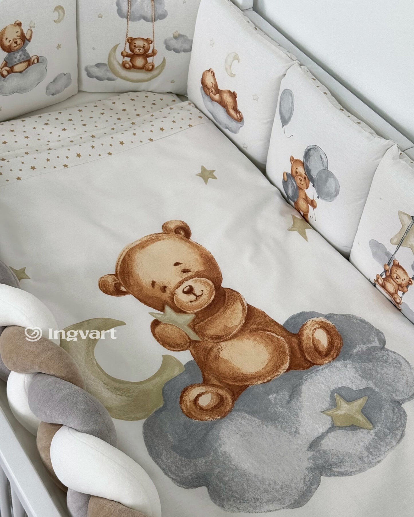 Bettwäsche-Set „Bärte auf grauen Wolken“