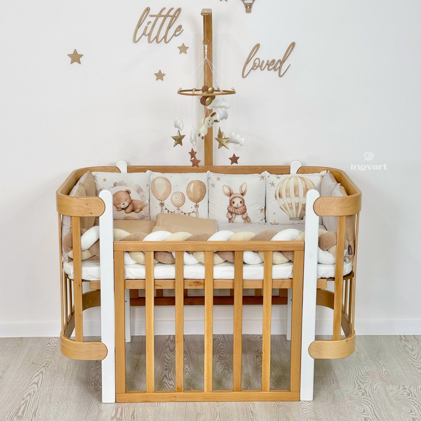 Bettwäsche-Set „Beige Bälle und Tiere“