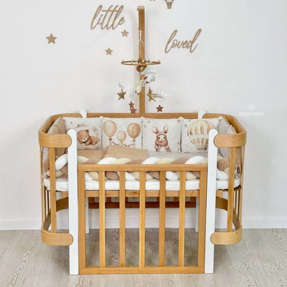 Bettwäsche-Set „Beige Bälle und Tiere“