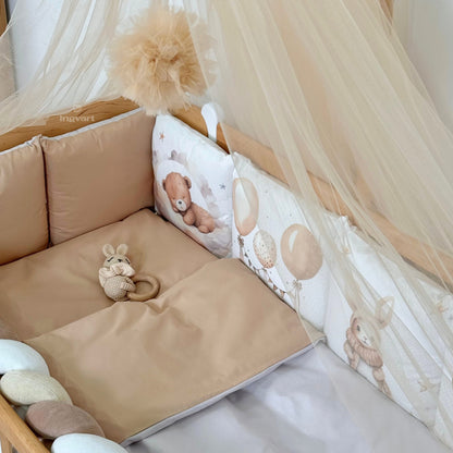 Bettwäsche-Set „Beige Bälle und Tiere“