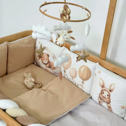 Bettwäsche-Set „Beige Bälle und Tiere“