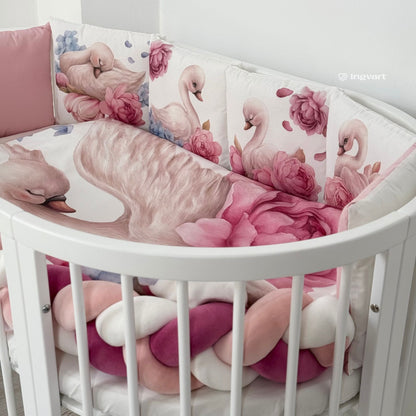 Bettwäsche-Set „Schwäne in Pfingstrosen“