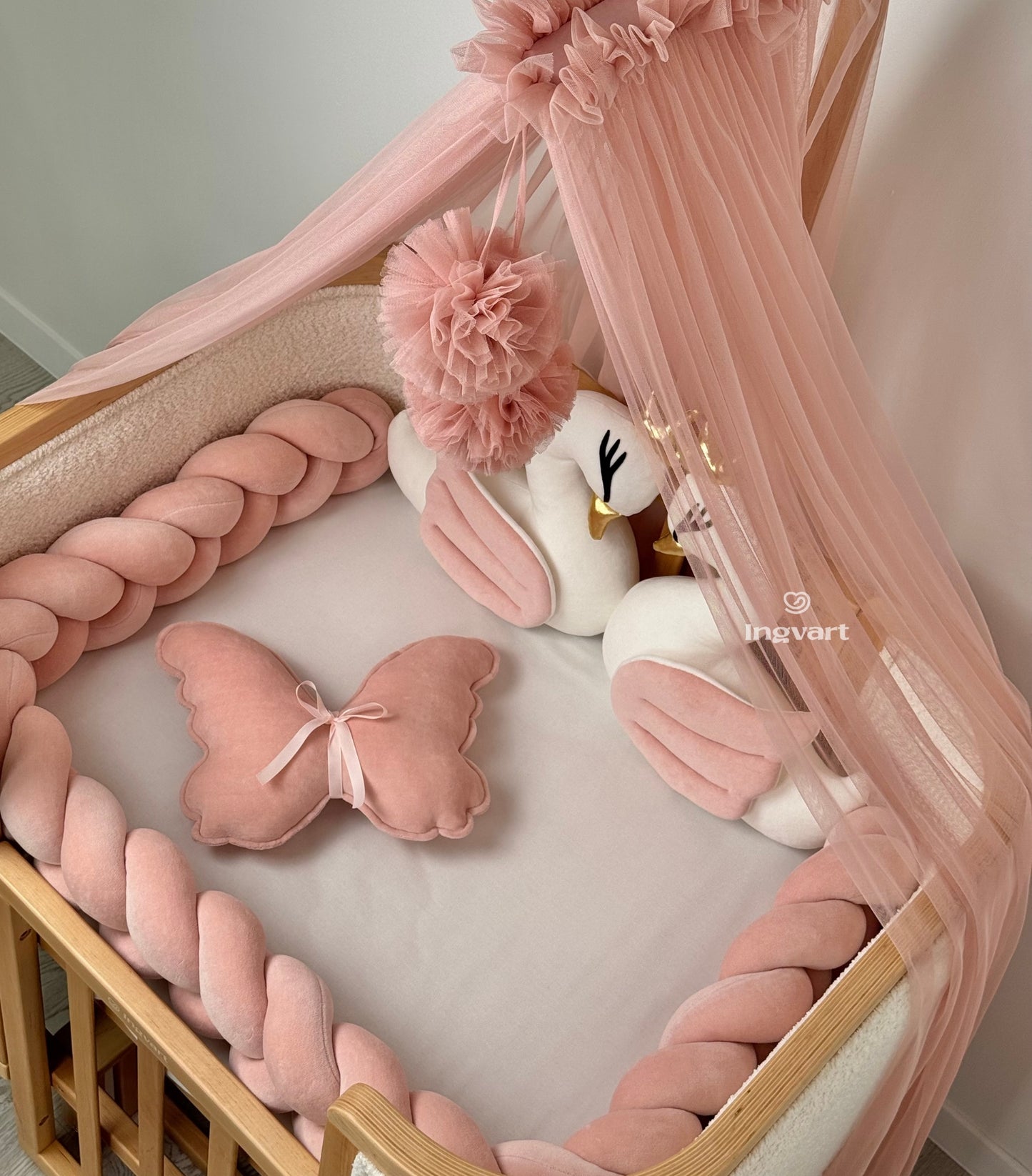 Bettwäsche-Set „Schwäne und Schmetterlinge“ Puder