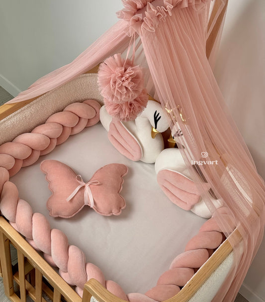 Bettwäsche-Set „Schwäne und Schmetterlinge“ Puder