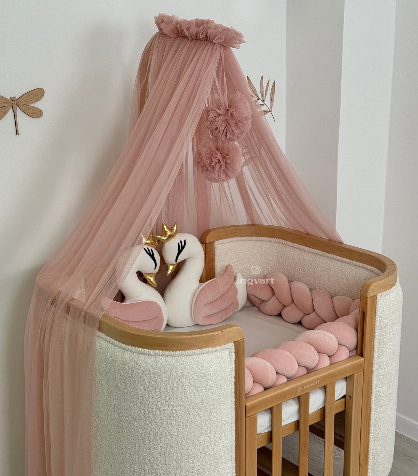 Bettwäsche-Set „Schwäne und Schmetterlinge“ Puder