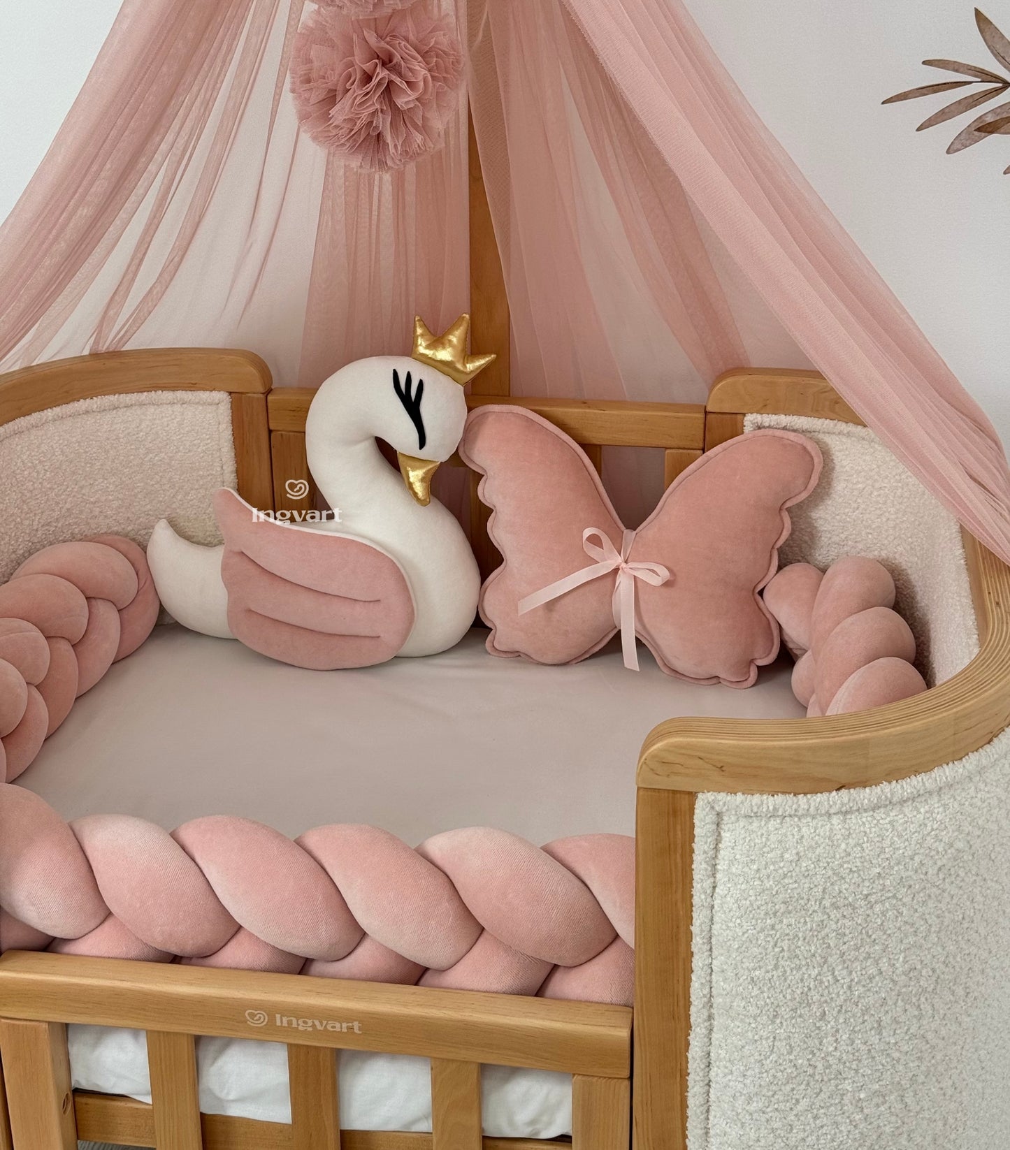 Bettwäsche-Set „Schwäne und Schmetterlinge“ Puder