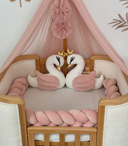 Bettwäsche-Set „Schwäne und Schmetterlinge“ Puder