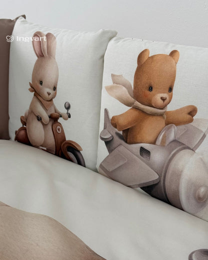 Bettwäsche-Set „Tiere auf Autos“