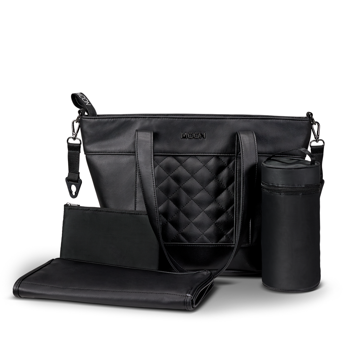 MOON - V-SHAPE BAG black leather