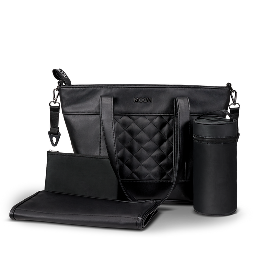 MOON - V-SHAPE BAG black leather