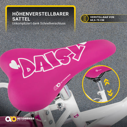 Kinderfahrrad Daisy 20 Zoll, pink, V-Brake-Bremsen, Antirutschgriffe, Kettenschutz, Korb
