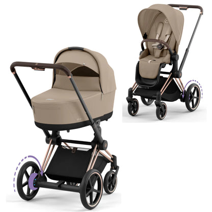 CYBEX e-PRIAM Set Gestell in Roségold - Cozy Beige
