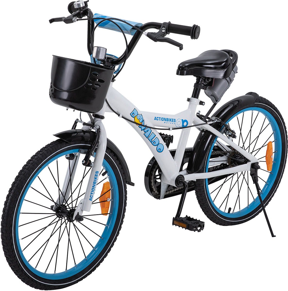 Kinderfahrrad Donaldo 20 Zoll, V-Brake-Bremsen, höhenverstellbar, Seitenständer, Korb