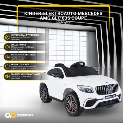 Kinder-Elektroauto Mercedes AMG GLC 63S Coupé, 4x4-Antrieb, Fernbedienung, 140 Watt, LED, EVA-Reifen