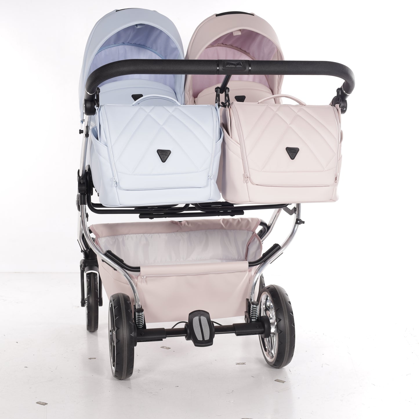 Zwillings-/Geschwisterwagen JUNAMA DUO V3 - ECO PINK/BLAU