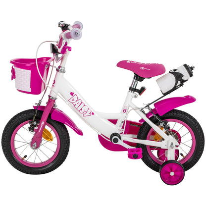 Kinderfahrrad Daisy 12 Zoll, pink, Stützräder, Korb, V-Brake-Bremsen, Antirutschgriffe