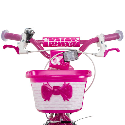Kinderfahrrad Daisy 12 Zoll, pink, Stützräder, Korb, V-Brake-Bremsen, Antirutschgriffe