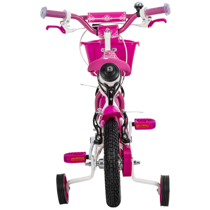 Kinderfahrrad Daisy 12 Zoll, pink, Stützräder, Korb, V-Brake-Bremsen, Antirutschgriffe