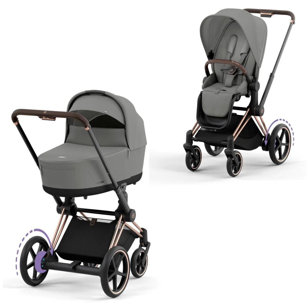 CYBEX e-PRIAM Set Gestell in Roségold - Mirage Grey
