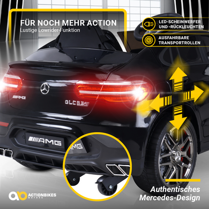 Kinder-Elektroauto Mercedes AMG GLC 63S Coupé, 4x4-Antrieb, Fernbedienung, 140 Watt, LED, EVA-Reifen