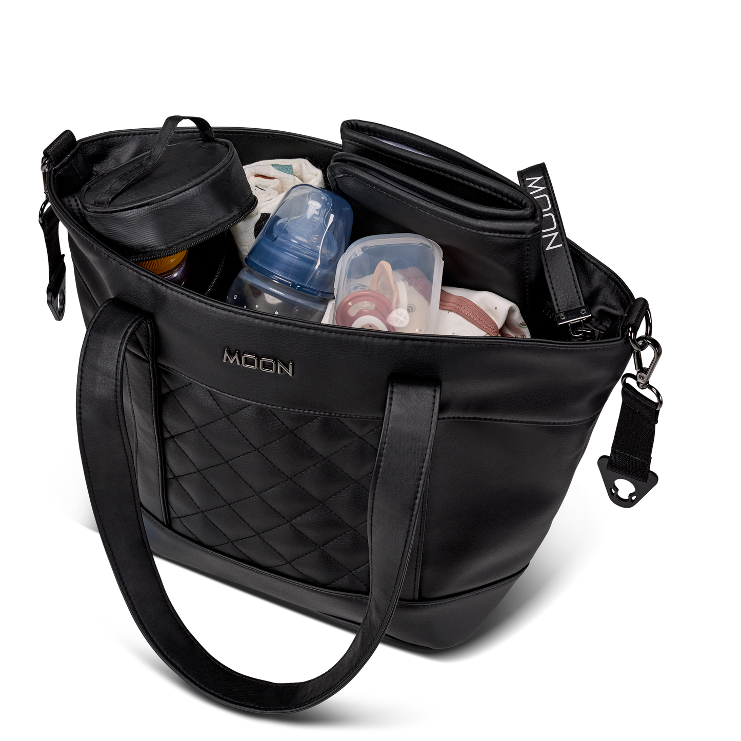 MOON - V-SHAPE BAG black leather