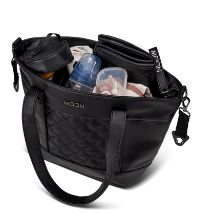 MOON - V-SHAPE BAG black leather