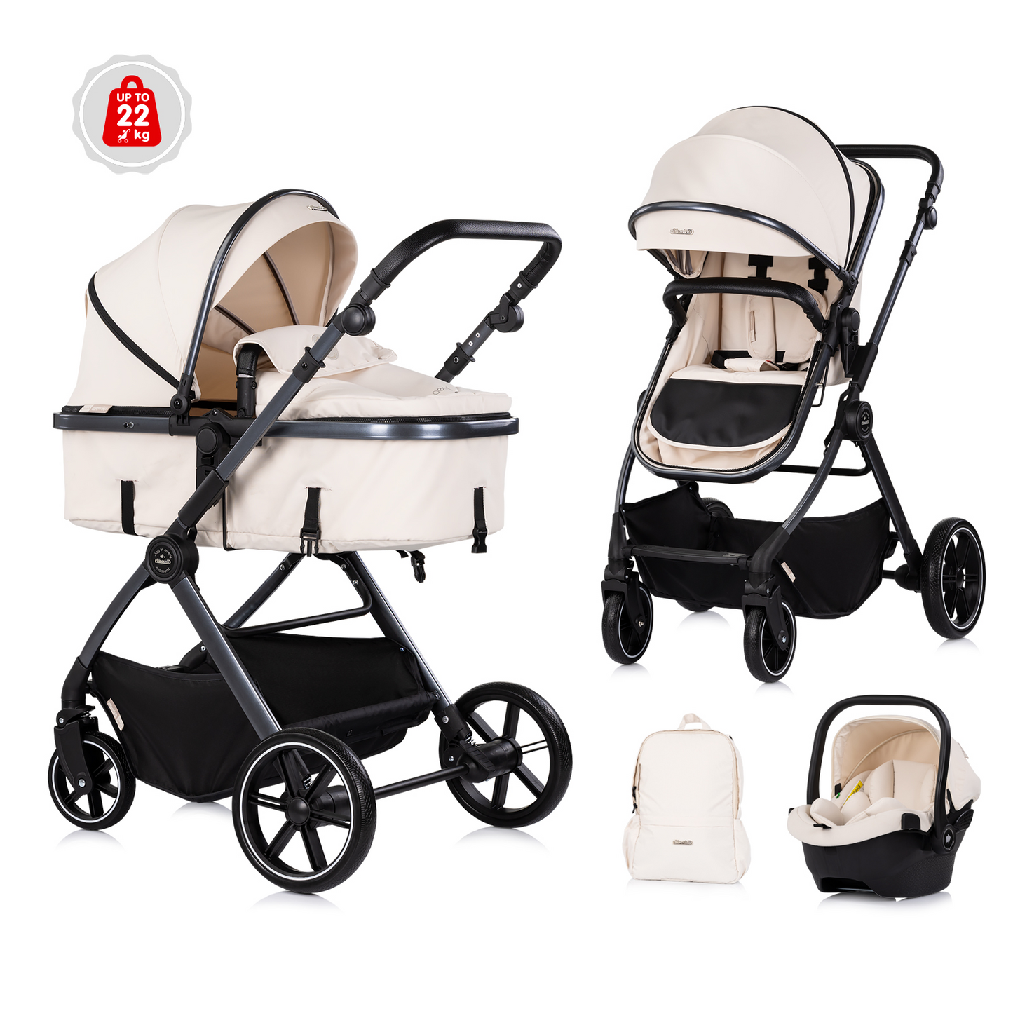 3-in-1 BABY-TRANSFORMATIONSKINDERWAGEN "PEARL" - KASCHMIR