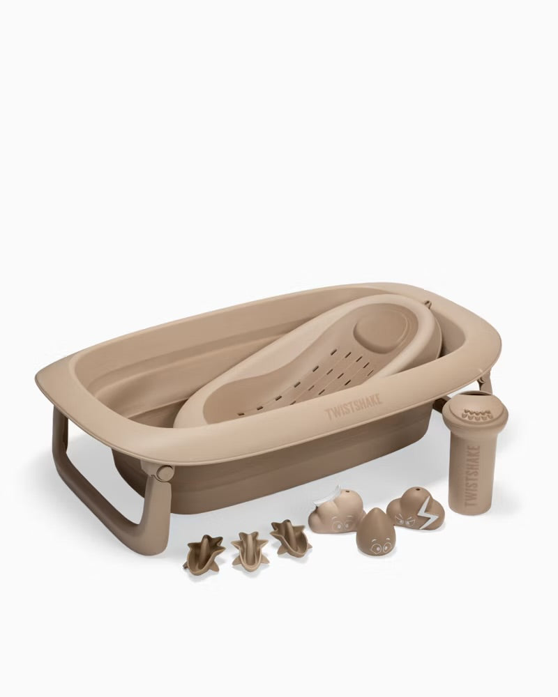 Luxus-Badeset Mocha - Zusammenklappbare Badewanne mit Badeständer