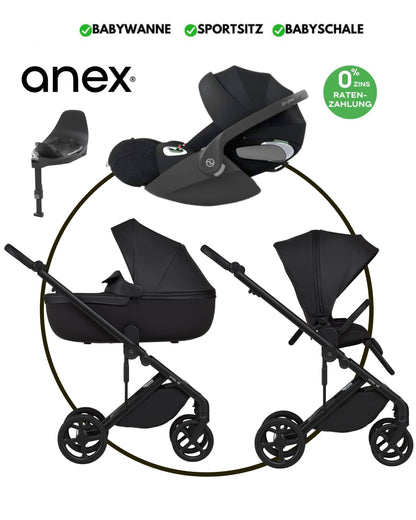 4-in-1 ANEX ELI „MIDNIGHT“ - BUNDLE SET „CYBEX CLOUD-T BLACK“ mit Isofix Station