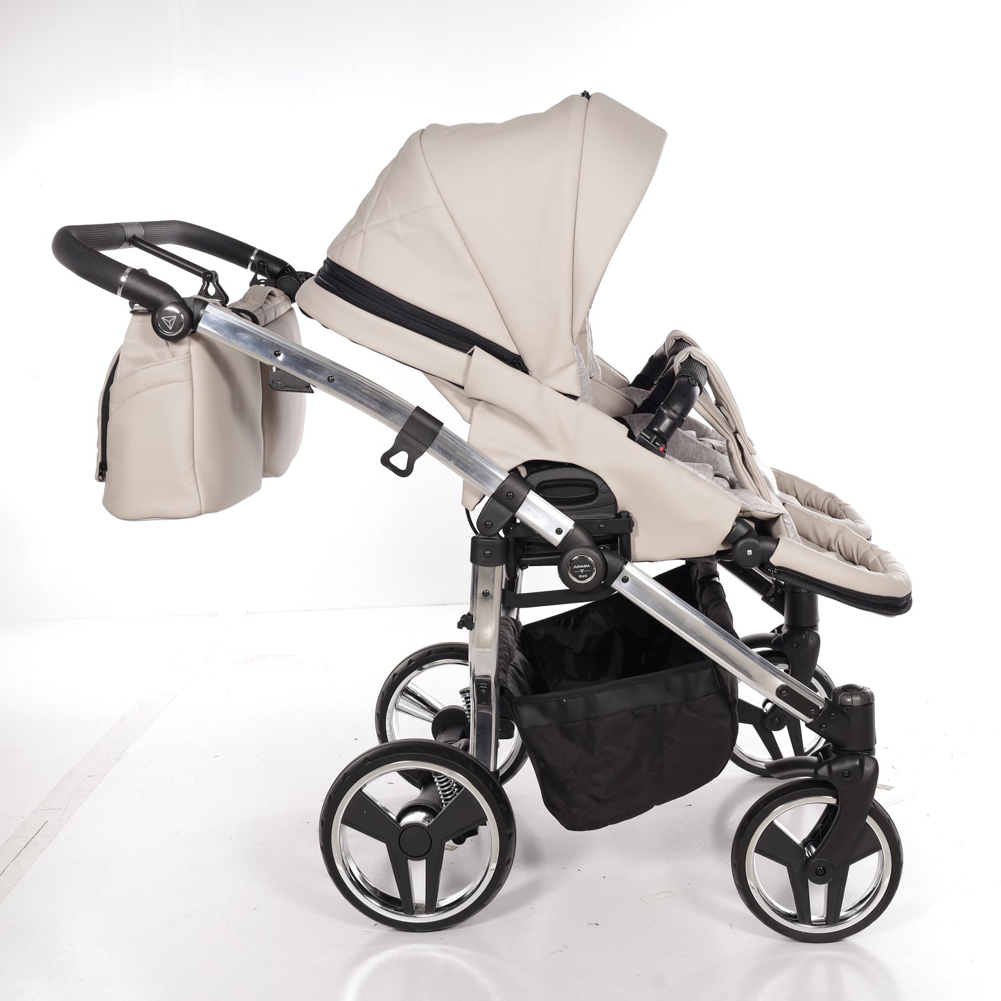 Zwillings-/Geschwisterwagen JUNAMA DUO V3 - ECO BEIGE/SILBER