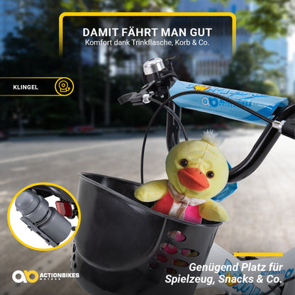 Kinderfahrrad Donaldo 12 Zoll, V-Brake-Bremsen, höhenverstellbar, Stützräder, Korb