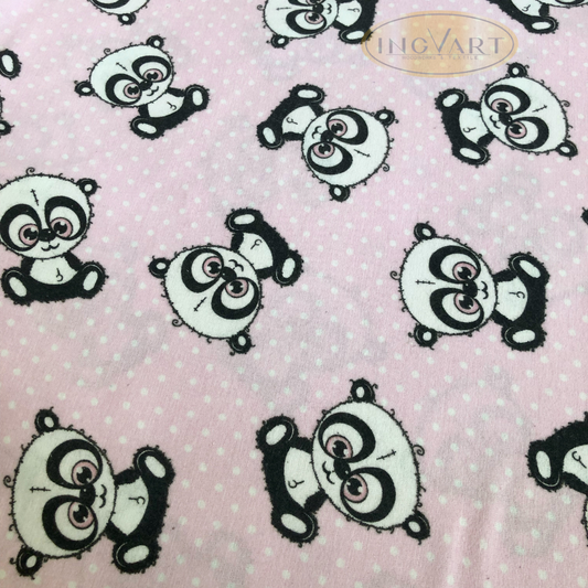 Flanellwindel „Pandas auf rosa-weißen Punkten“