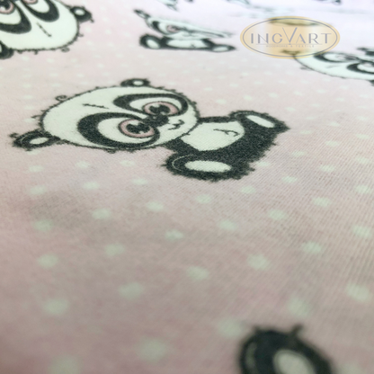 Flanellwindel „Pandas auf rosa-weißen Punkten“