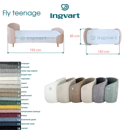 Fly Teenage Bett 80x183 cm Bouclé milchig
