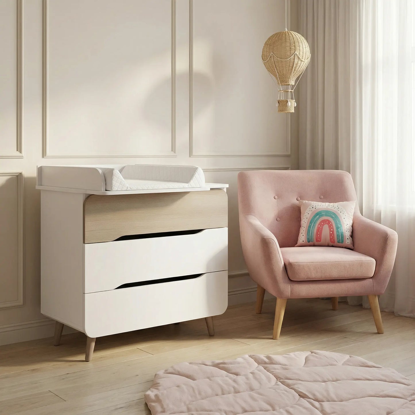 Veres Sydney 900 Kinderkommode (90 cm) - Cappuccino Weiß