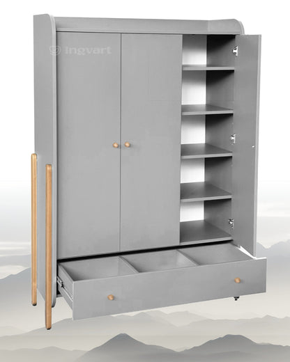 Kleiderschrank Nika 3-türig grau