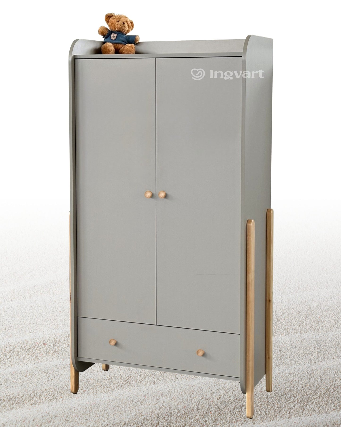 Kleiderschrank Nika, 2-türig, kühles Beige