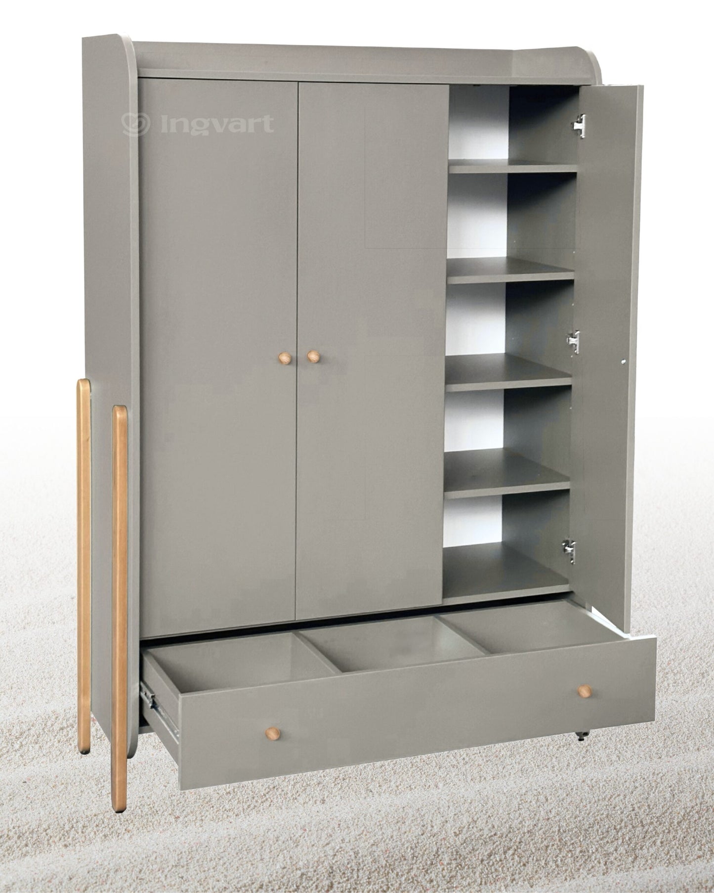 Kleiderschrank Nika, 3-türig, kühles Beige