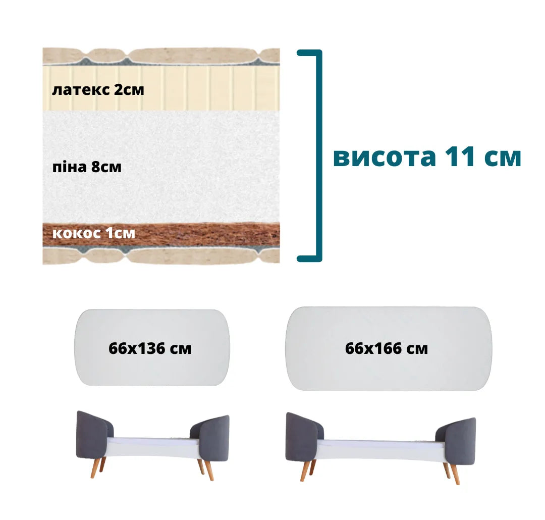 Matratze Fly Kokosnuss + Schaumstoff + Latex (11 cm)