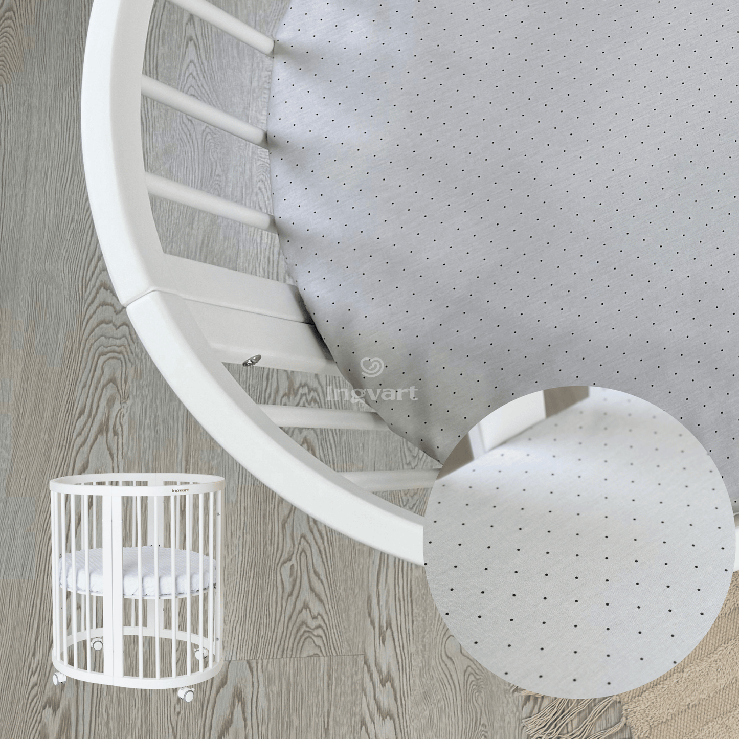 Matratzenlaken 72x72 cm „Graphitpunkte auf Grau“ Ranfors
